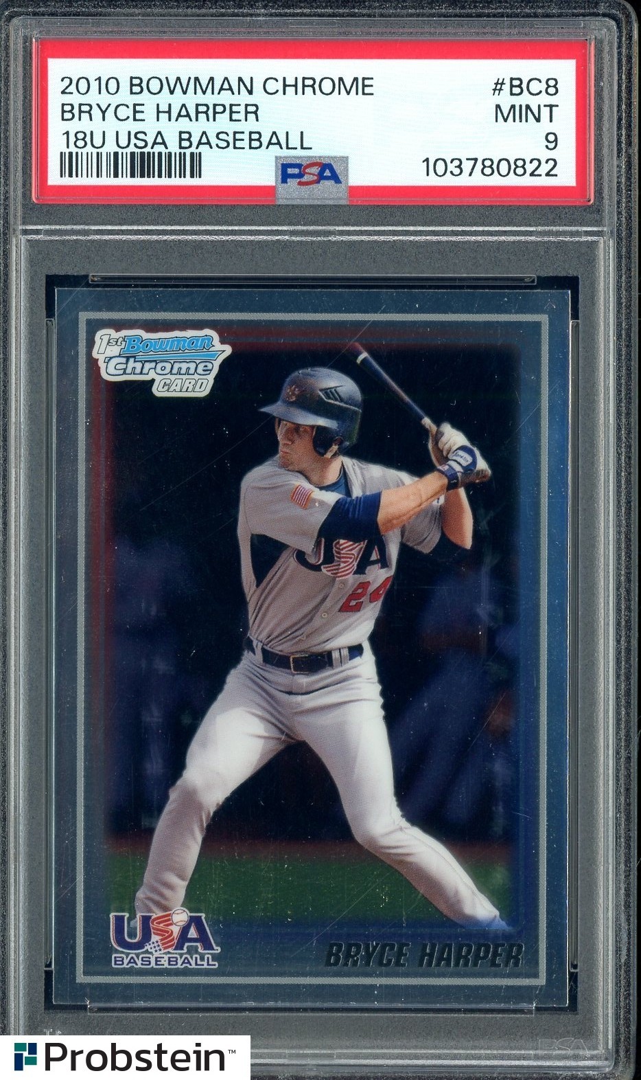 2010 Bowman Chrome 18U USA Baseball #BC8 Bryce Harper RC Rookie PSA 9