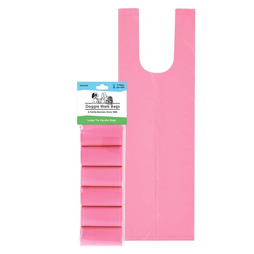 Doggie Walk Bags Large Dog Waste on a 72 Count (Pack of 1), Pink/Scented 