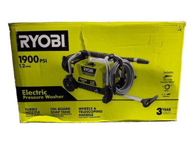 #ad RYOBI 1900 PSI 1.2 GPM Electric Pressure Washer RY1419MT Used Tested $112.00