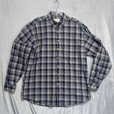 Eddie Bauer Shirt Mens XL Tall Ultra Long Blue Beige Plaid Button Down Flannel