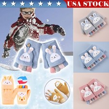 Winter Kids Fingerless Gloves Toddler Finger Mittens Knit Half Mitten Flap Gifts