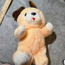 Vintage Fairview Dog Puppy Plush 12" Stuffed Animal Toy Cream/Peach Brown