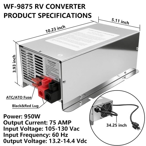 WF-9875 75 AMP Power Converter Deck Mount Ladegerät WF-9875-AD-CB kompatibel mit wi... - Bild 3 von 5