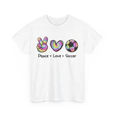 Soccer Shirt, Peace Love Soccer Sports Fans Women Men Tie Dye Shirt