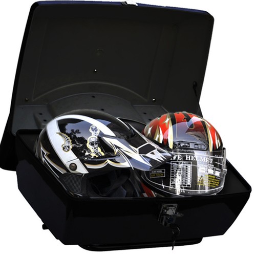 Motorcycle Trunk Tail Box Luggage Trunk w/Backrest Light For Harley Yamaha Honda - Picture 3 of 12