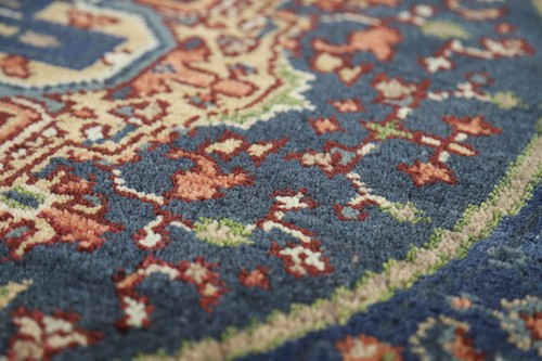 Blue Heriz Serapi Splendor Indian Hand-Knotted Round Rug Décor 4x4 ft - Picture 8 of 16