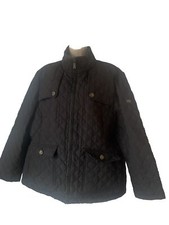 Nearly New London Fog Quilted Country Black Zipped Jacket Womens Size 20 Plus