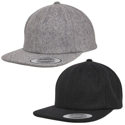 Yupoong Melton Strapback Cap US Kappe 6 Panel Wool Winter Basecap Flexfit Mütze
