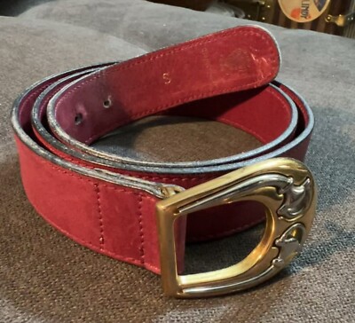 Gucci Red Leather Belt with Gold Horsebit Hardware s-l400.jpg main image 3
