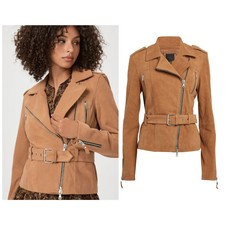 Paige Dannie Suede Moto Jacket In Toffee Bronze Nwt