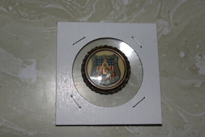 VINTAGE PIN BACK FROM JR. O. U. A. M. VIRTUE LIBERTY PATRIOTISM