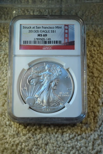 2013(S) SILVER EAGLE .999 SILVER NGC CERTIFIED MS--69 SILVER EAGLE!!   #66