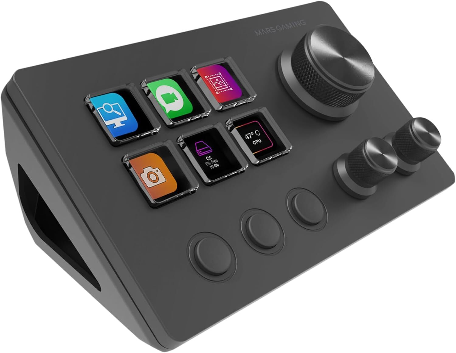 MARSGAMING MSD-Two, Control Deck Compatto, 6 Tasti LCD Personalizzabili + 3 Puls