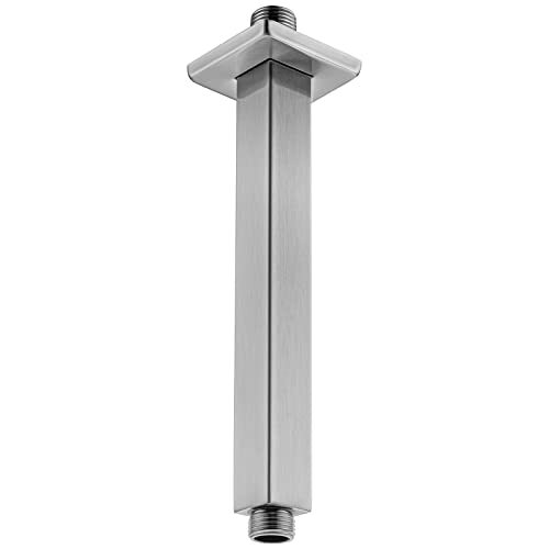 8 Inch Square Ceiling Mounted Shower Arm and Flange Brushed 