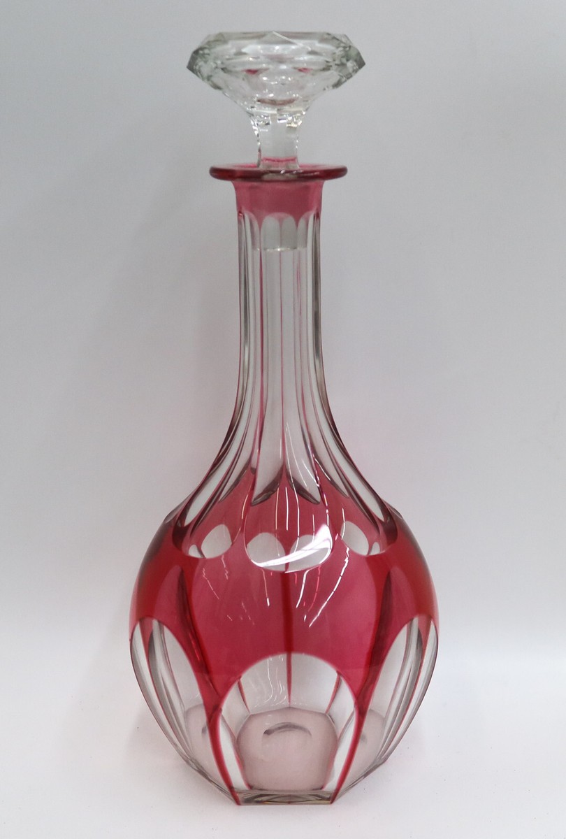 Moser Cranberry Red Cut to Clear Decanter in Pope | eBay