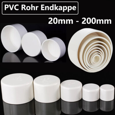 ø20~200mm PVC Rohr Endkappe Deckel Endstecker Stopfen Fitting Weiß Auslaufsicher