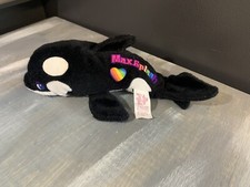 1998 Lisa Frank Max Splash Plush Fantastic Beanie Stuffed Orca/Whale Stuffin Vtg
