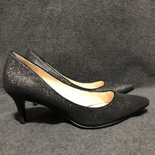 Nine West Evermoreo Womens Size 6.5 M Pumps Heels Black Sparkle Slip On Shoes