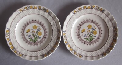 Two Bread Plates Spode China Buttercup Pattern Black Backstamp 6 1/2''