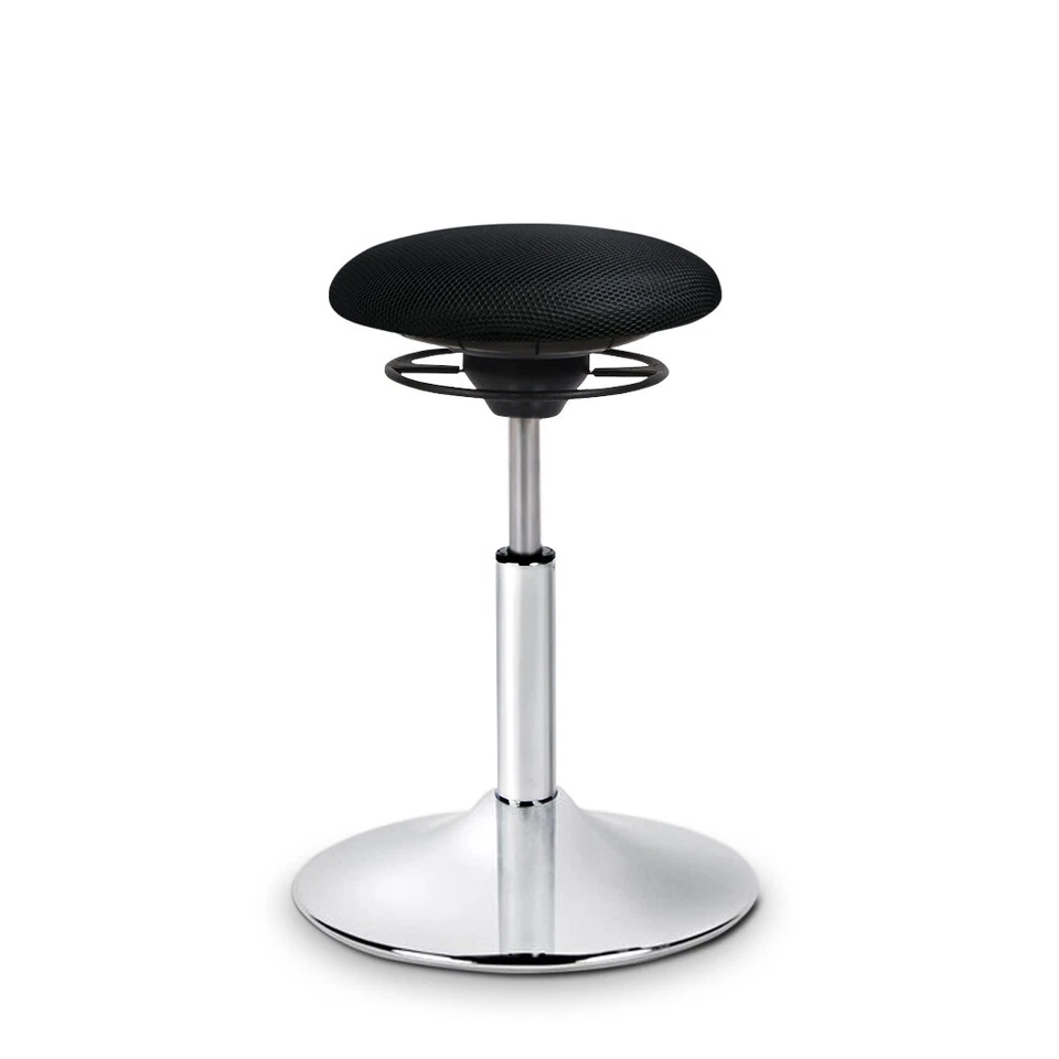 Balimo Bewegungshocker Sitztrainer Hocker Gestell Chrom Bezug Schwarz