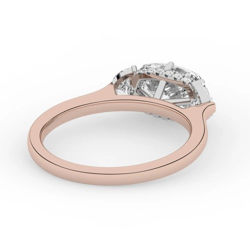 Cushion Solitaire Labgrown Diamond Trilogy Ring 18k Rose Gold 2.45 Ct F VVS2 - Picture 20 of 23