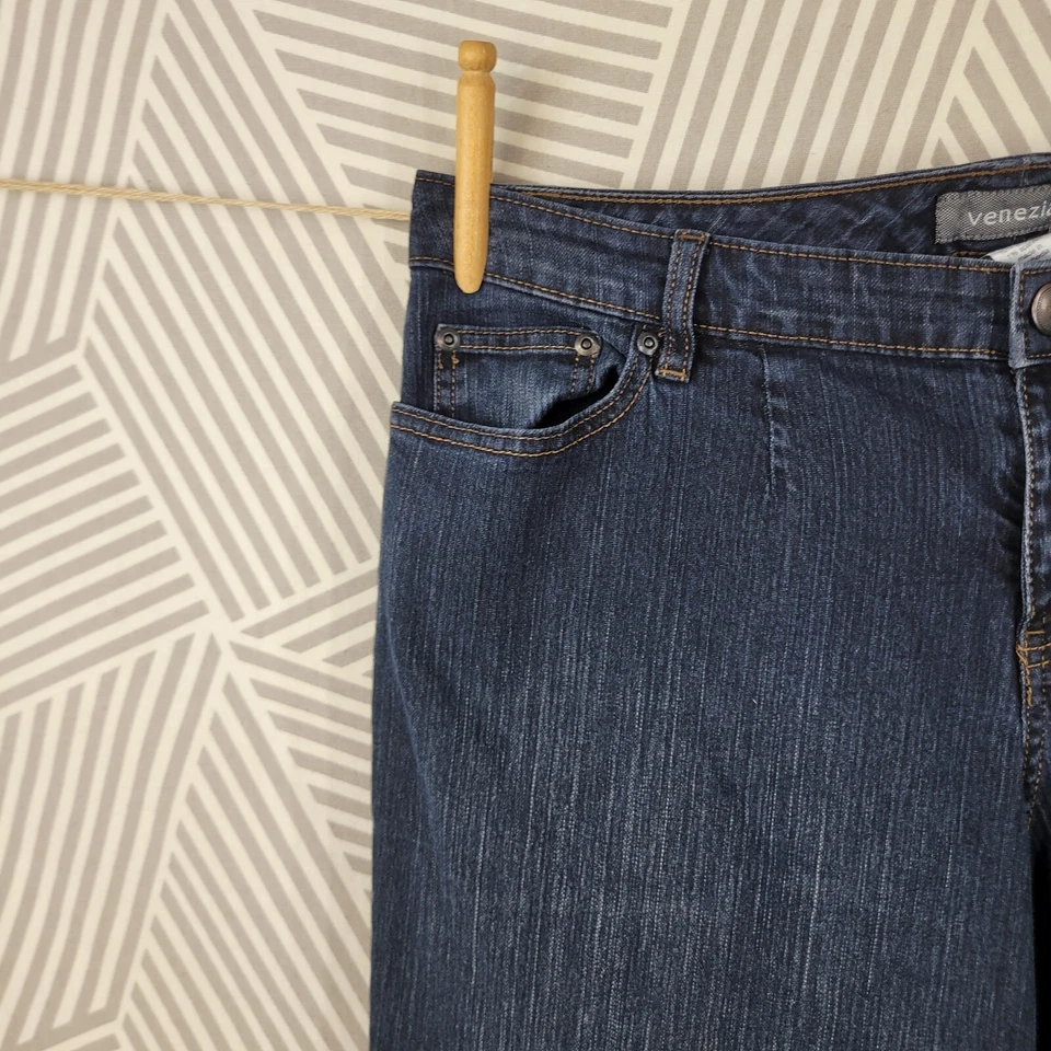 Jeans jeans azul lavagem escura vintage Y2K Venezia 2 16 altura 36x36 corte bota alargada  - Imagem 2 de 4