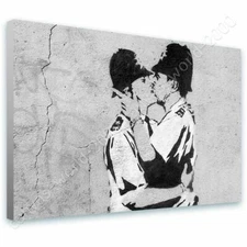 Cops Kissing by Banksy | Ready to Hang Canvas | Wall art oil painting print HD