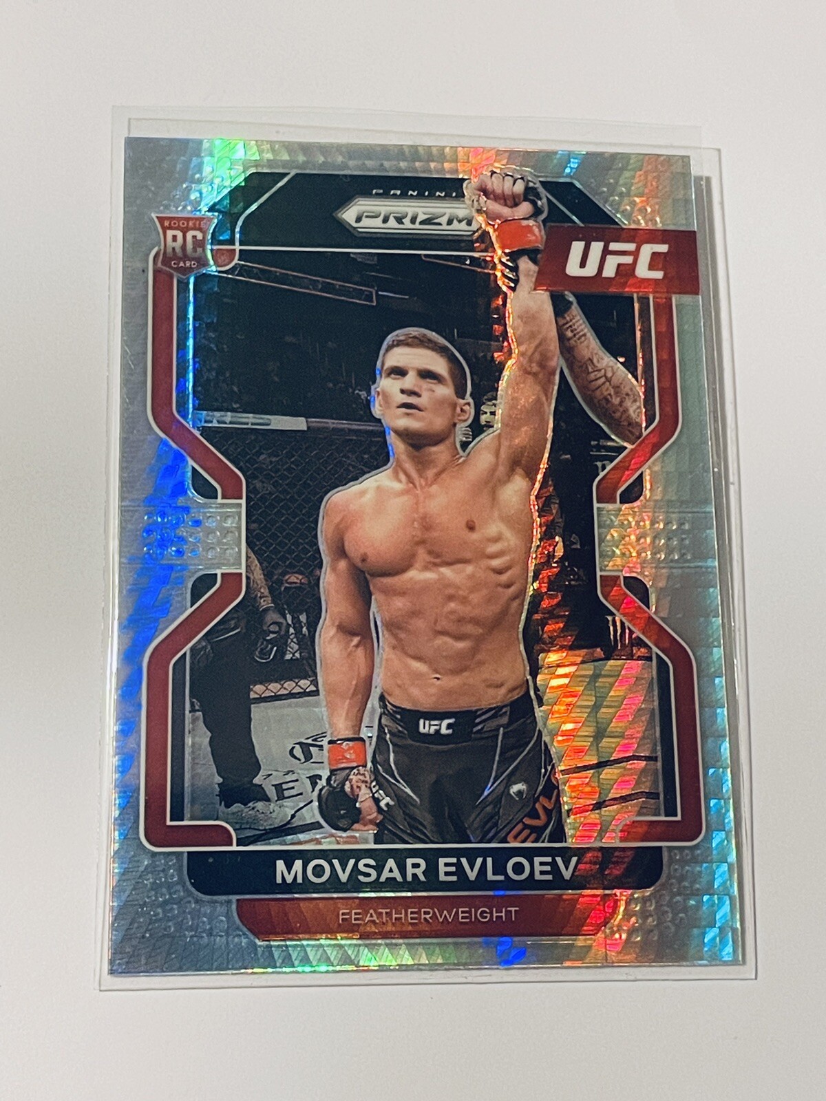 Movsar Evloev UFC 2022 Panini Prizm Hyper Silver Prizm RC Rookie Card #130