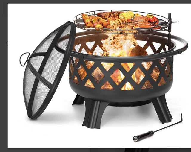 Hampton Bay Piedmont 30" Steel Fire Pit in Black with Poker (OFW992RA