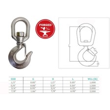 Marine Boat Stainless Steel T316 Drop Forged Swivel Eye Hook Lifting Hook