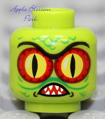 NEW Lego Alien MINIFIG HEAD Halloween Lime Green Swamp Monster