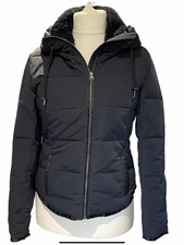 Ichi Blue Quilted Padded Jacket, Hidden Hood, Pockets Small Nwot
