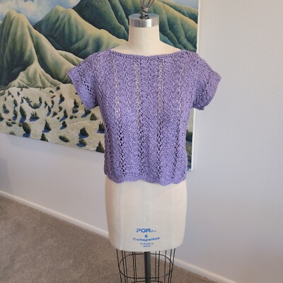 Vtg Peruvian Connection Womens Boho Sweater Chunky Open Knit Stretch Festival 