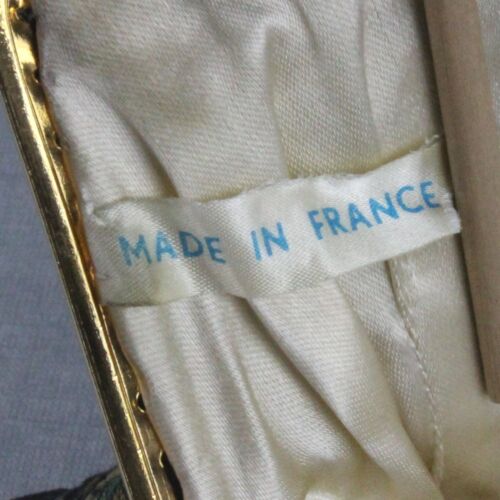 VTG French Pettipoint Tapestry Floral Clutch Purse Chain Porcelain clasp 6x6inch - Picture 8 of 13