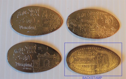 DL27 - Disneyland 60th Anniversary pressed elongated quarters - Main St Railroad