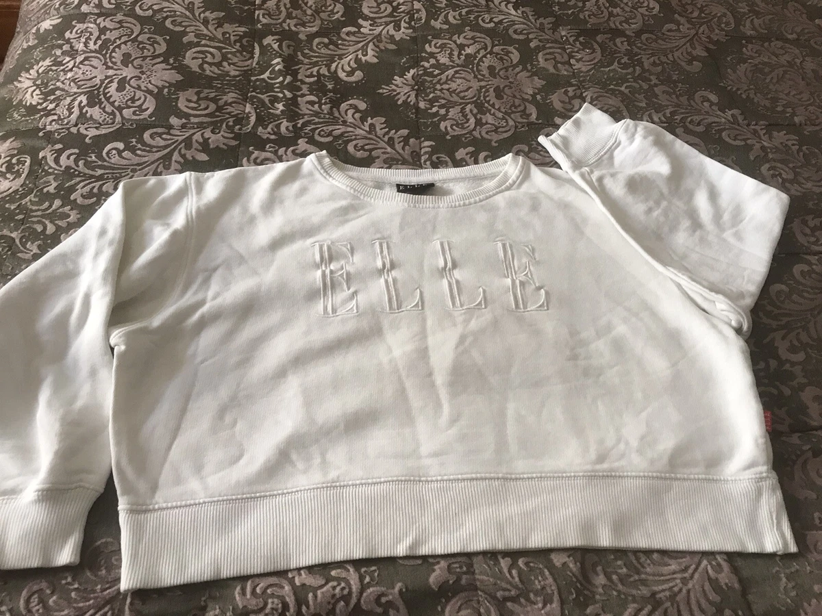 Sweatshirt Designer Elle Vintage White Cotton Size Medium