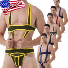 Men's Wrestling Singlet Underwear Bulge Pouch Jockstrap Jumpsuits Bodysuit