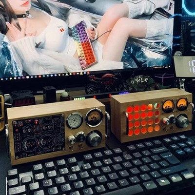 Retro VU Meter Music Spectrum MIC Pick up Light Audio Indicator Desktop Decorvd