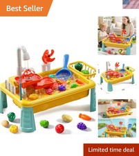 Educational Water Table for Toddlers: Working Pump  Fishing Games - Yellow