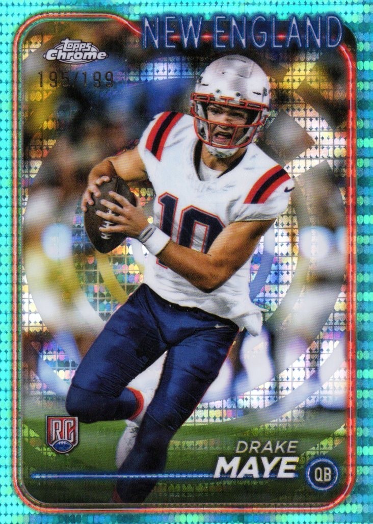2024 Topps Chrome - Rookies Drake Maye #203 Aqua Sonar Refractor /199 (RC)