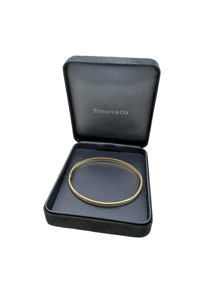 Tiffany & Co. Italy 18k Yellow Gold Smooth Oval Bangle Bracelet - Boxes! - Image 2 of 4