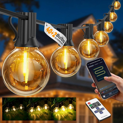 Außen Lichterkette Netzbetrieben - 33,3 m/109,3 Fuß G40 LED Pavillon Licht mit Plu