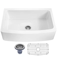 Prisma Series Farmhouse Solid Surface 36 in. 0-Hole Single Bowl Kitchen Sink