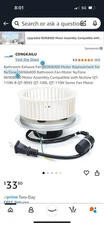 Bathroom Exhaust Fan 0696B000 Motor & Wheel Assembly Replacement for NuTone