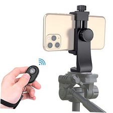 Universal Phone Tripod Mount Adapter with ireless Camera Remote , Cell Black