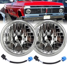 7 Inch Glass Headlight Housing Round Original Classic Look Conversion Chrome