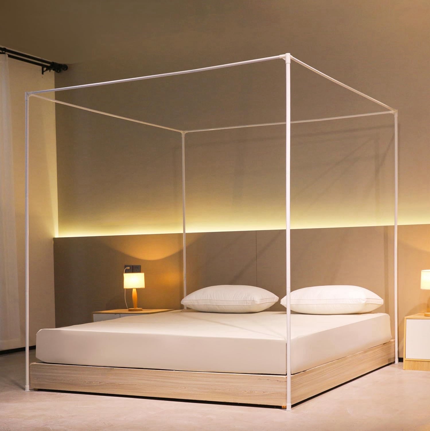 Frame With Four Poster Frame For Mosquito Net And Bed Curtains