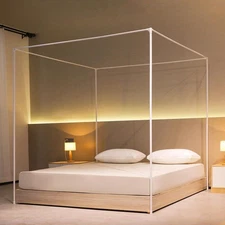 Queen Bed Canopy Frame with Four Poster Frame For Mosquito Net and Bed Curtains