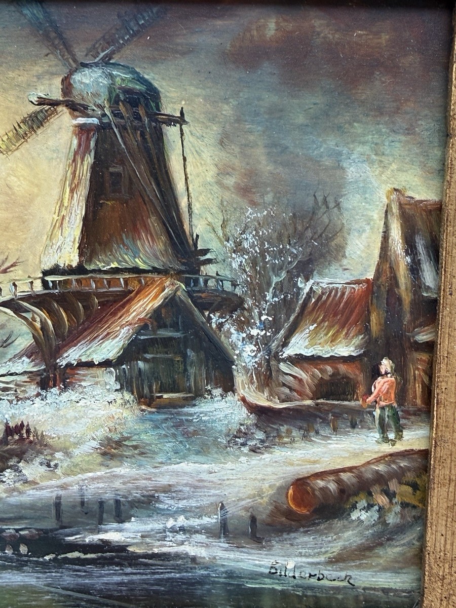 Antique Oil Painting Dutch Winter Landscape Signed Bilderbeck | eBay