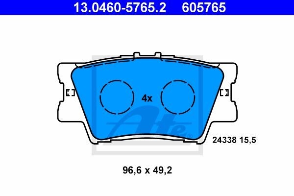 Fits ATE 13.0460-5765.2 Brake Pad Set, disc brake